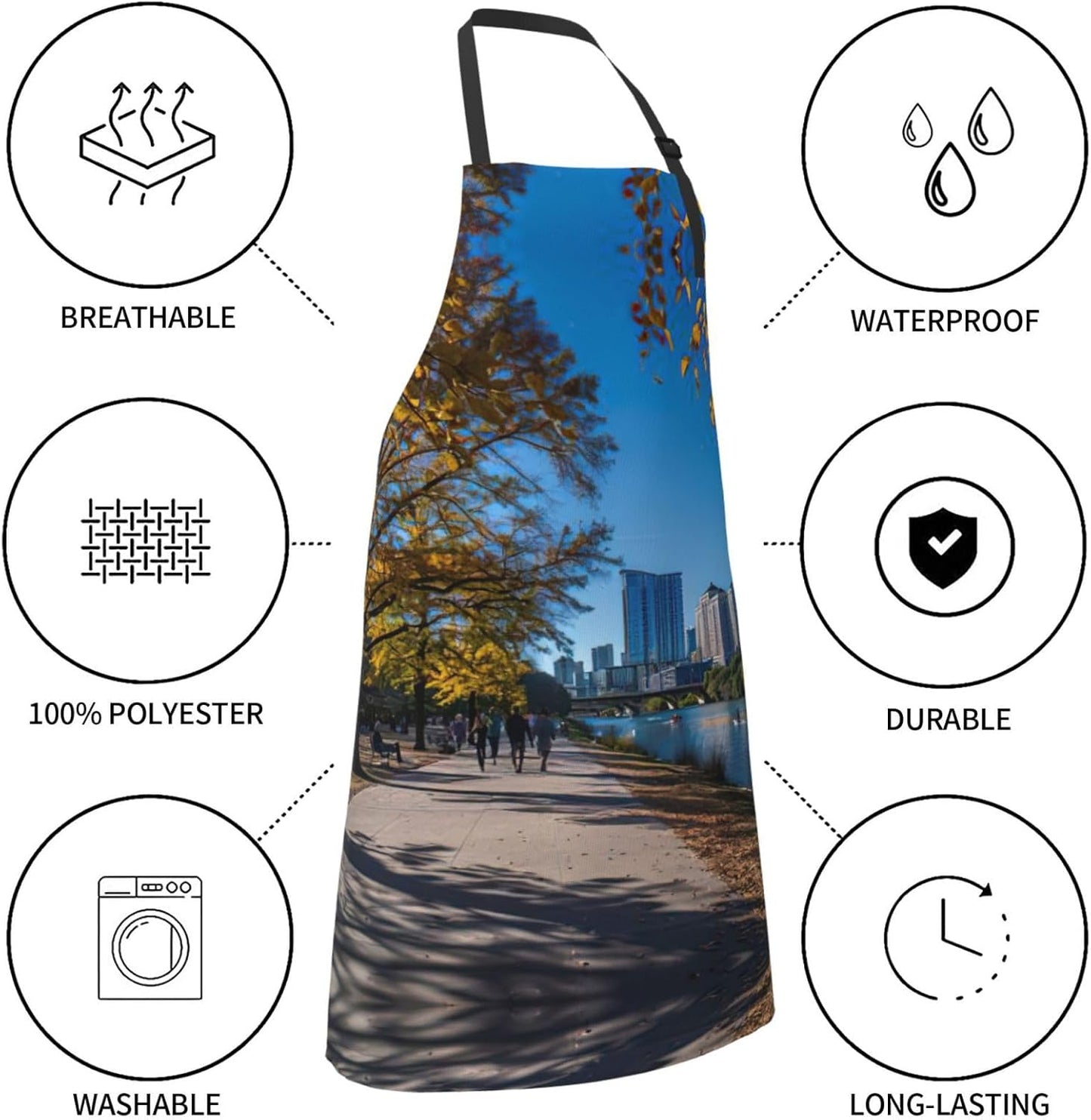 Austin Texas print Waterproof chef's apron with pocket apron for kitchen cooking baking barbecue and gardening