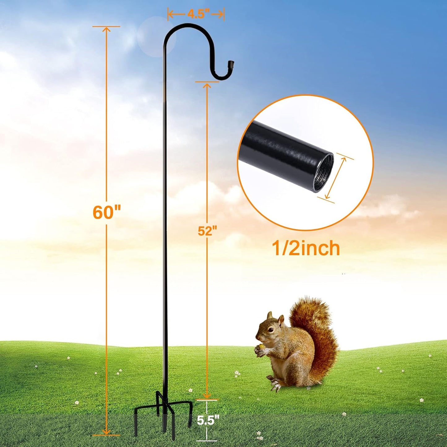 Ottsuls Shepherd-Hooks 60" Adjustable for Bird-Feeder Lantern Plant-Ho