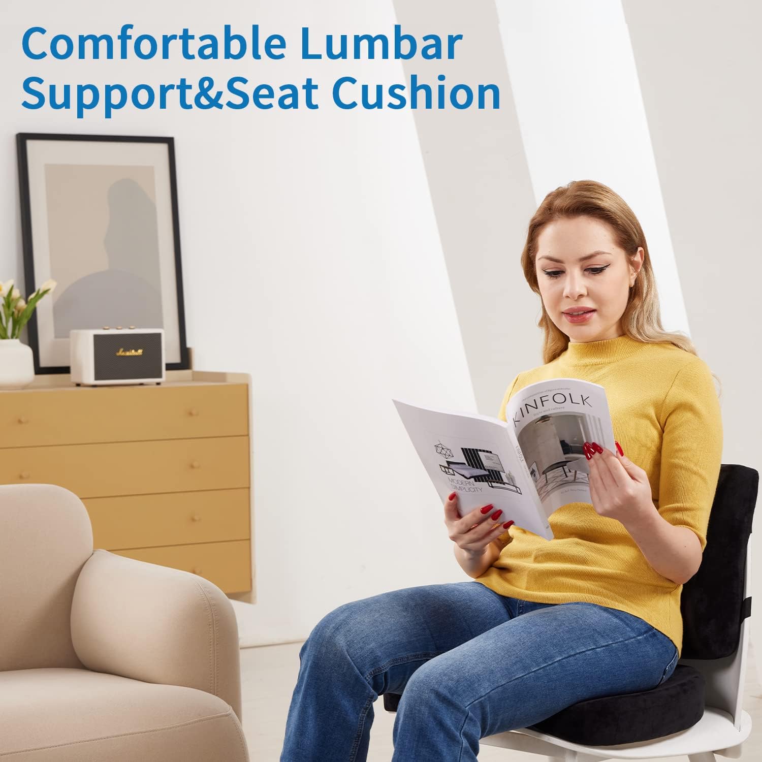 SAIREIDER Seat Cushion and Lumbar Support Pillow for Office Chair, Mem