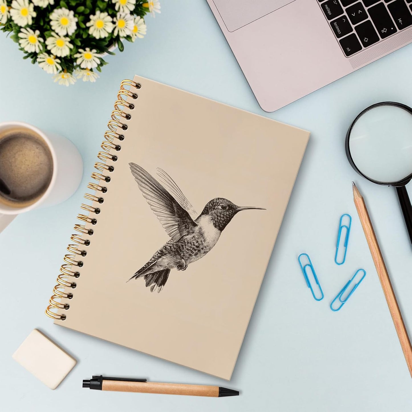 huester Vintage Hummingbird Bird Notebook Journal, Hummingbird Gifts Journal for Women, Bird Lovers Gifts Notebooks for Note Taking, Neutral Birds Hardcover Spiral Notebook, 5.5x8.3 Inch