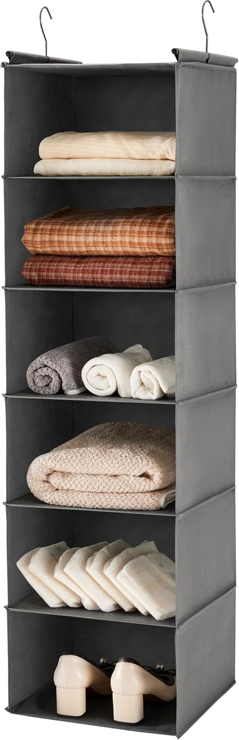 MAX Houser 6 Tier Shelf Hanging Closet Organizer, Closet Hanging Shelf