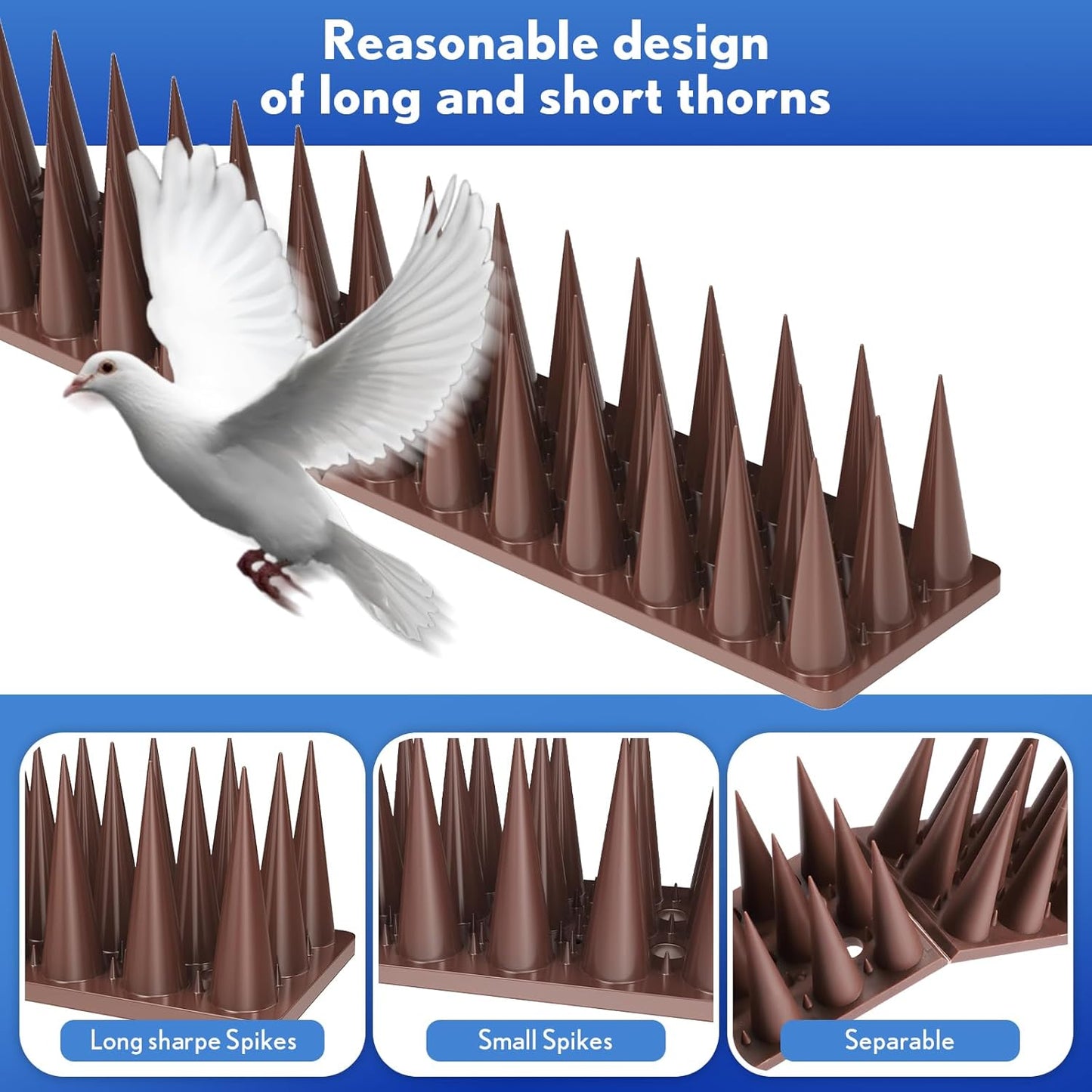 Bird Spikes,20 Pack Bird Deterrent Spikes for Outside,Bird Spikes for 