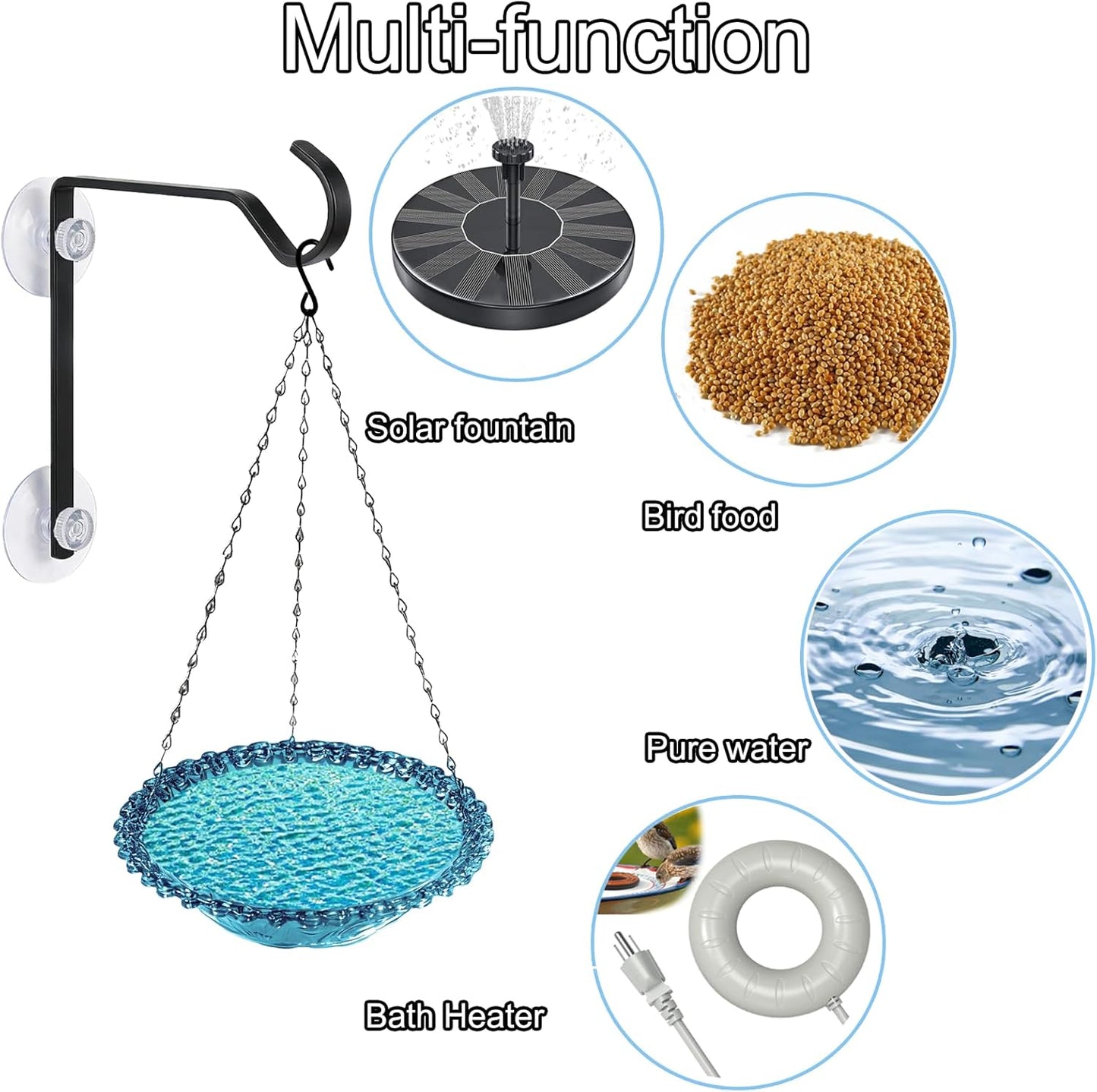 1 Pcs Hanging Bird Feeder for Outdoors,Recycled Plastic Platform Bird Feeder with Strong Suction Cups Hangers Weatherproof Wild Feeders for Cardinals and Bluebirds - Ideal Garden Gift (1 PCS)