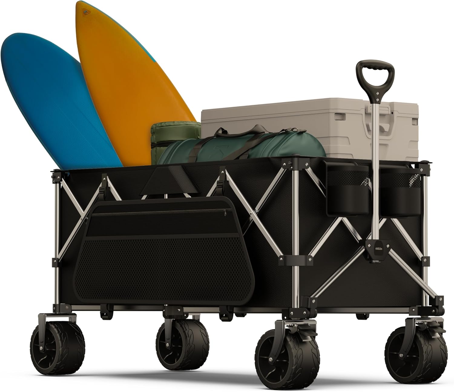 440Lbs Collapsible Wagon Cart,Beach Wagon with Big Wheels,Utility Wago
