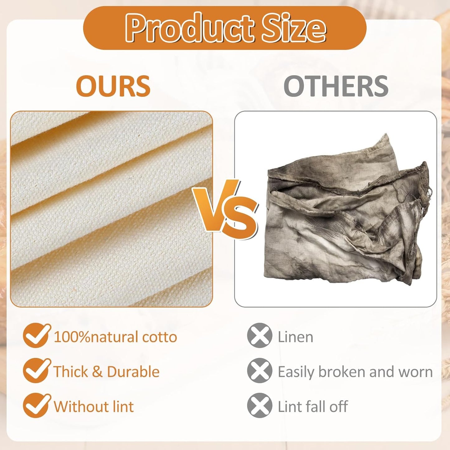 4PCS Tea Towels for Baking Sourdough, 14x18.8 Inch Reusable Thick Bread Towels for Proofing, Bread Cloth for Baguettes, Pastry, Loaves