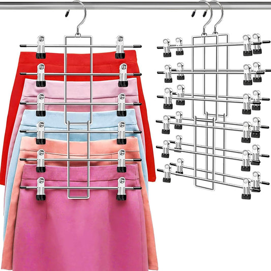 Pants Hangers with Clips,Space Saving Hanging Closet Organizer-6 Tiers