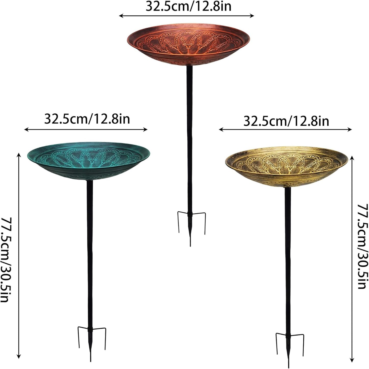 Outdoor Rust-Proof Metal Bird Drinking Fountain, Simple Assembly-Style Garden Bird Bath, Suitable for lawns, backyards and patios Choice for Bird Lovers. (Red Bronze)