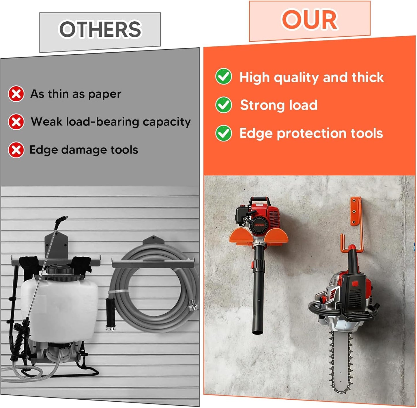 3 Pack Chainsaw Holder, Weed Eater Hanger, Backpack Blower Rack, Thick