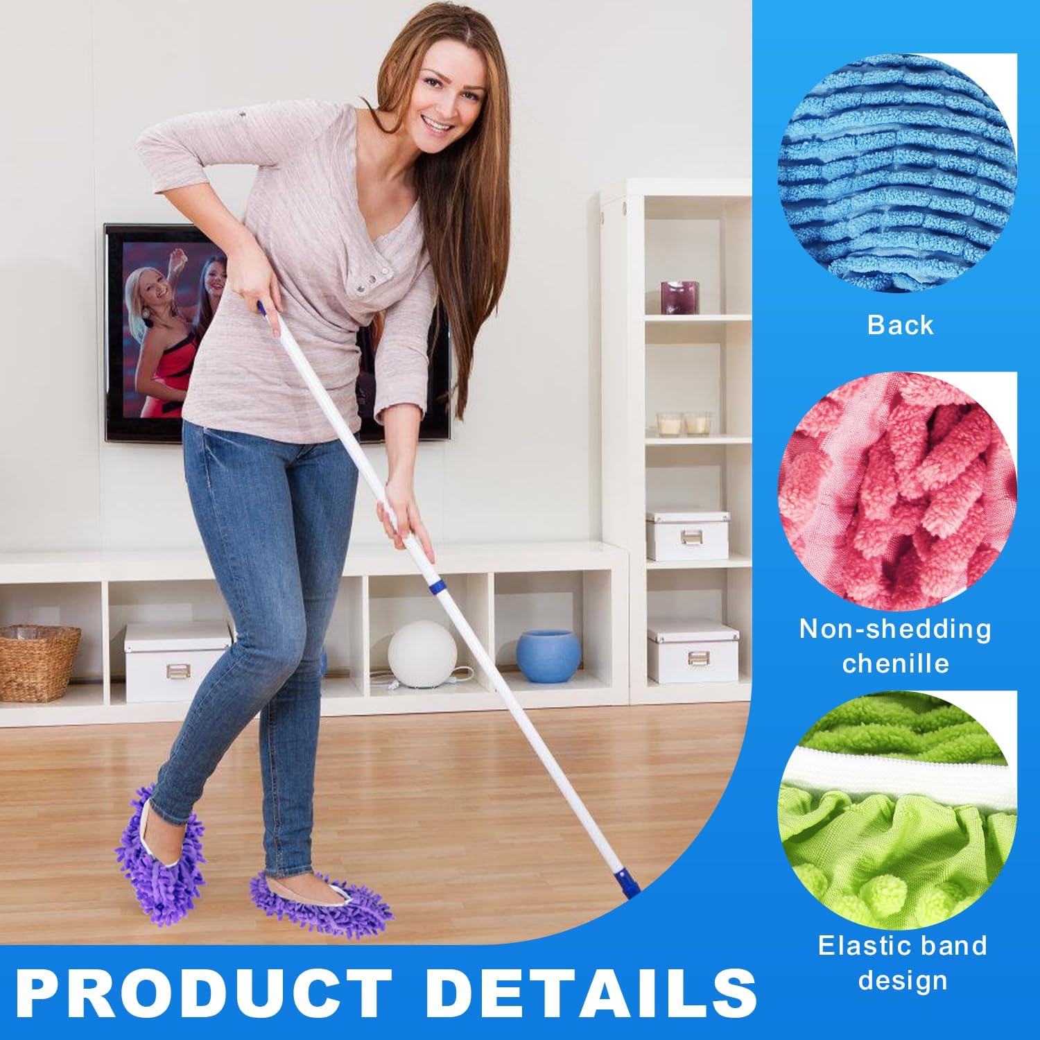 Mop Slippers Shoes 5 Pairs (10 Pieces) - Microfiber Cleaning House Mop