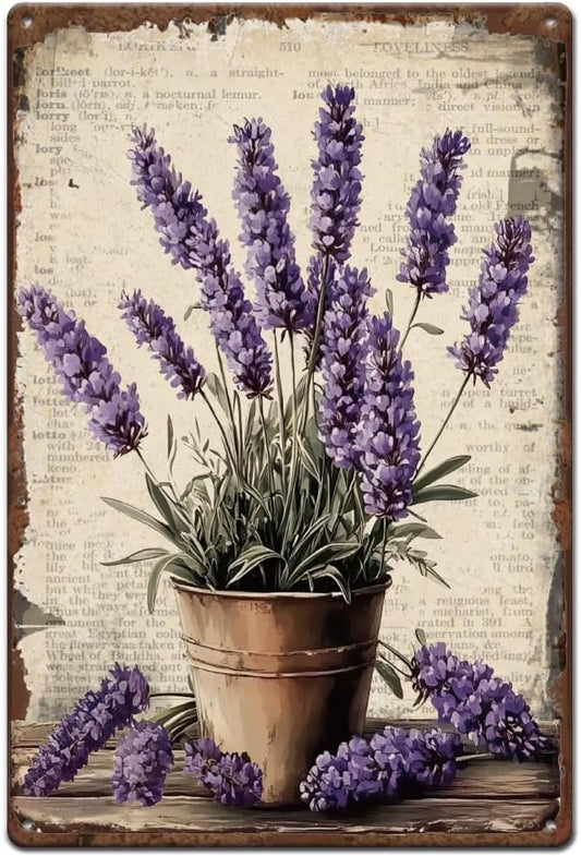 SUPERDANT Lavender Tin Signs Flowers Metal Sign Poster Plants Vintage 