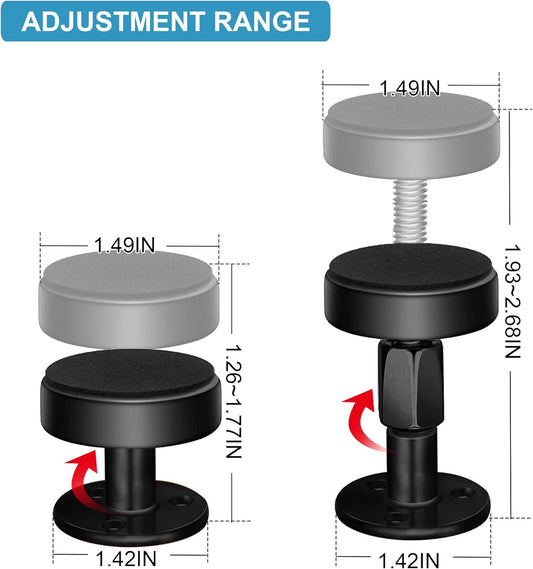 Adjustable Threaded Bed Frame Anti-Shake Tool, Headboard Stoppers, Bedside Anti Shake Tool for Beds Cabinets Sofas, 4PCs, 30-68mm (Black)