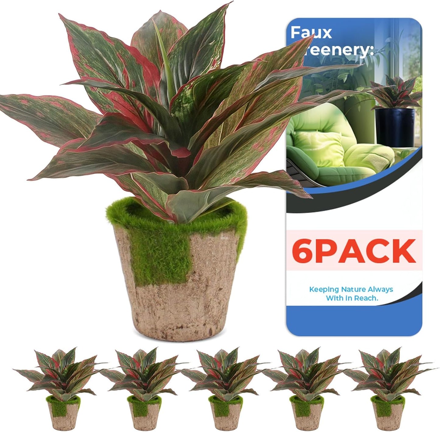 6 Pack Artificial Agave Plants Outdoor & Indoor, 11 Inches Faux Agave Plants,Not Prone to Fading Artificial Outdoor Plants for Garden, Patio, Porch, Desk Decor Excluding The Flowerpot