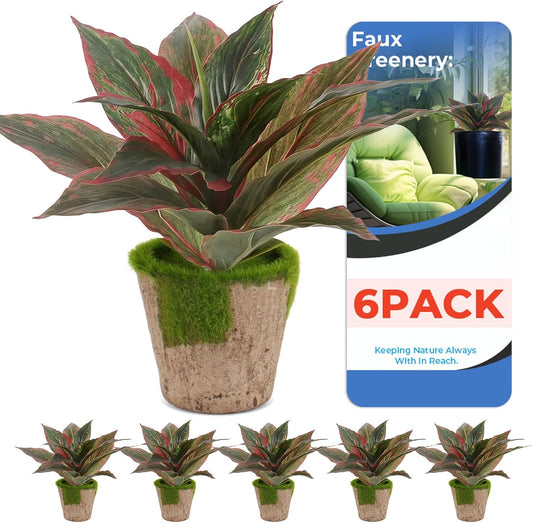 6 Pack Artificial Agave Plants Outdoor & Indoor, 11 Inches Faux Agave Plants,Not Prone to Fading Artificial Outdoor Plants for Garden, Patio, Porch, Desk Decor Excluding The Flowerpot