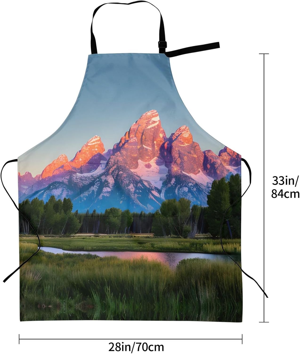 grand teton national park Print Laundry apron 28x33 In Waterproof Kitchen Apron with Pockets for Cooking Baking