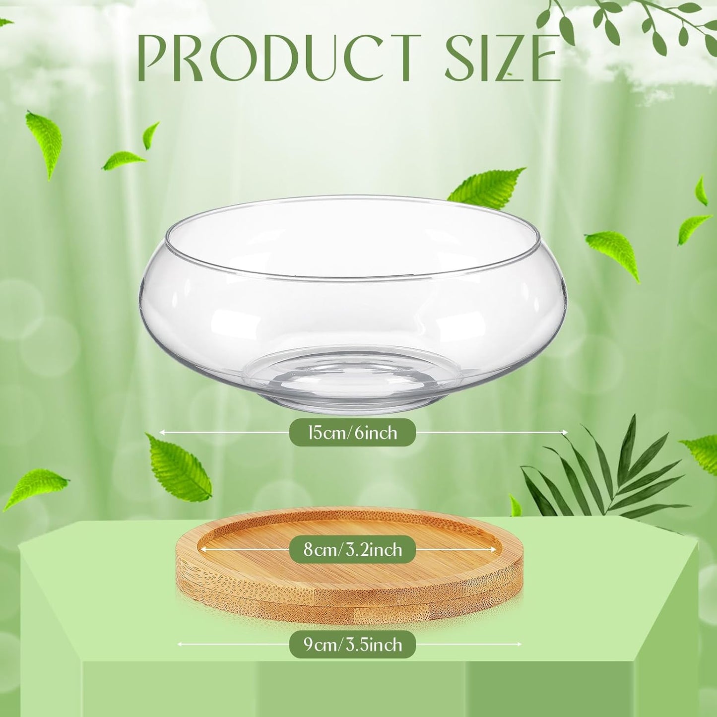 Baderke 4 Sets Glass Planter Bowls for Flowers with Tray 6'' Round Glass Vase Bowl Hydroponic Lotus Planter Pot Propagation Vases Fish Bowl for Plants Indoor Windowsill Kitchen Desktop Wedding Decor