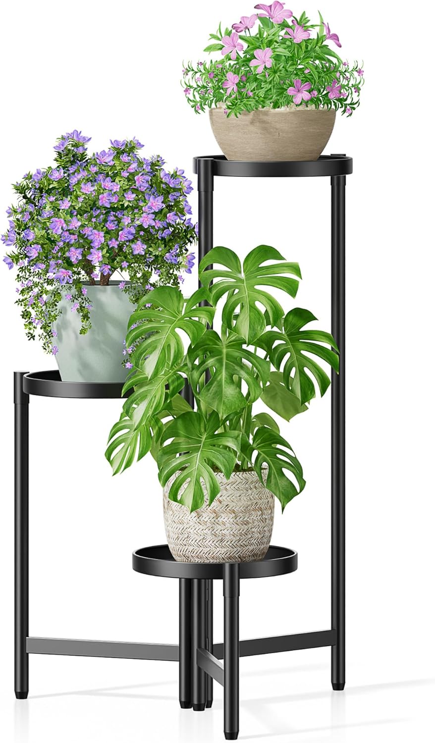 3 Tier Large Plant Stand Indoor with 7.9 Inch Wide Tray, Tiered Corner