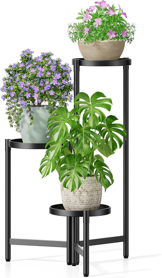 3 Tier Large Plant Stand Indoor with 7.9 Inch Wide Tray, Tiered Corner