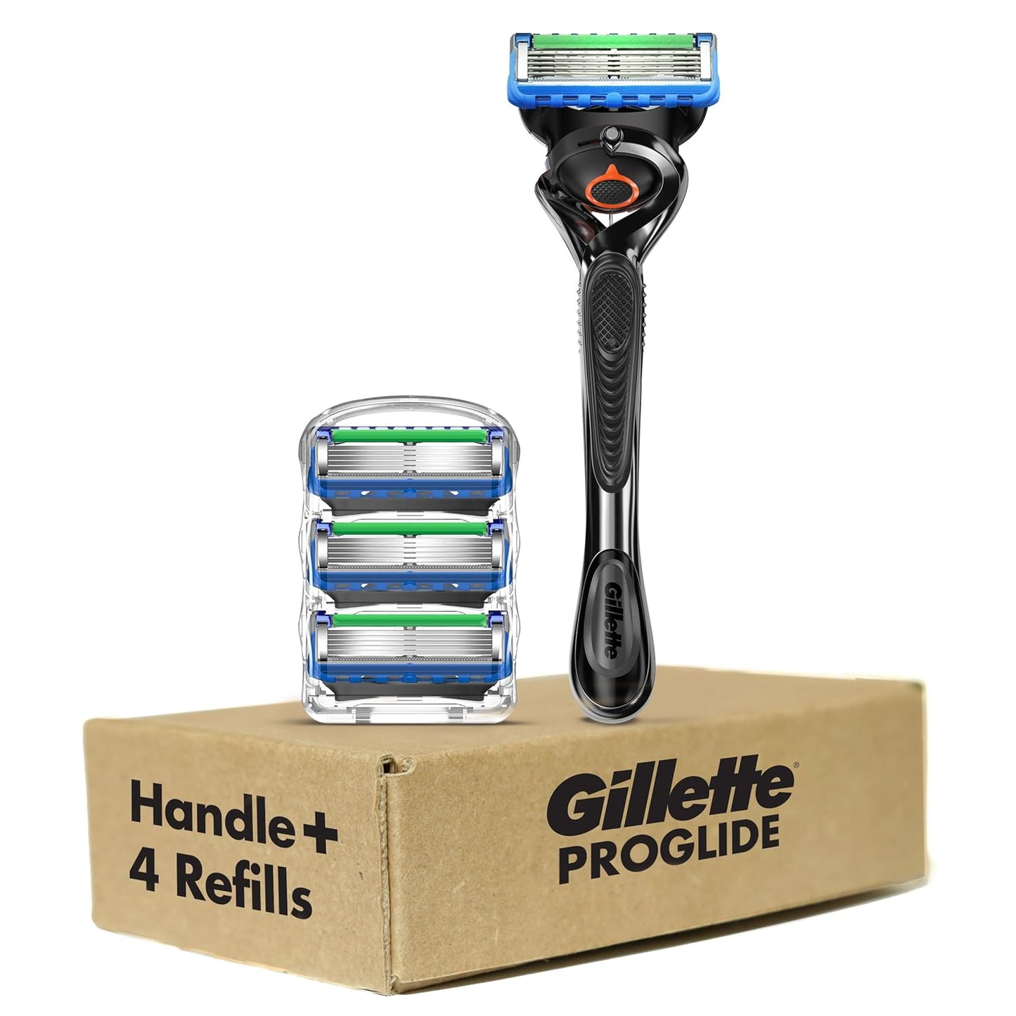 Gillette Fusion ProGlide Razor for Men, Handle + 4 Blade Refills, Plas