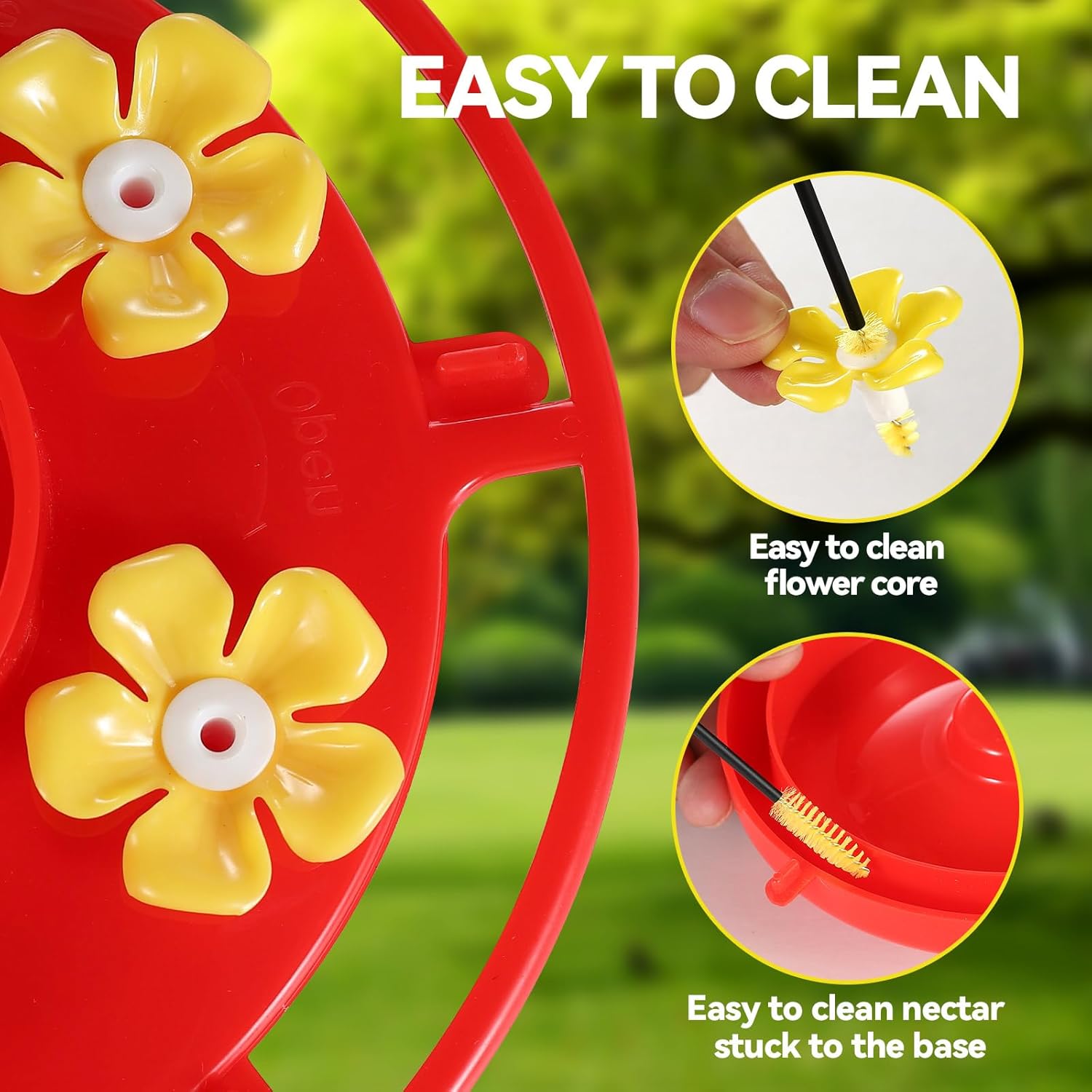 30 Pack Hummingbird Feeder Replacement Flowers, Bee-Proof Plastic Yell