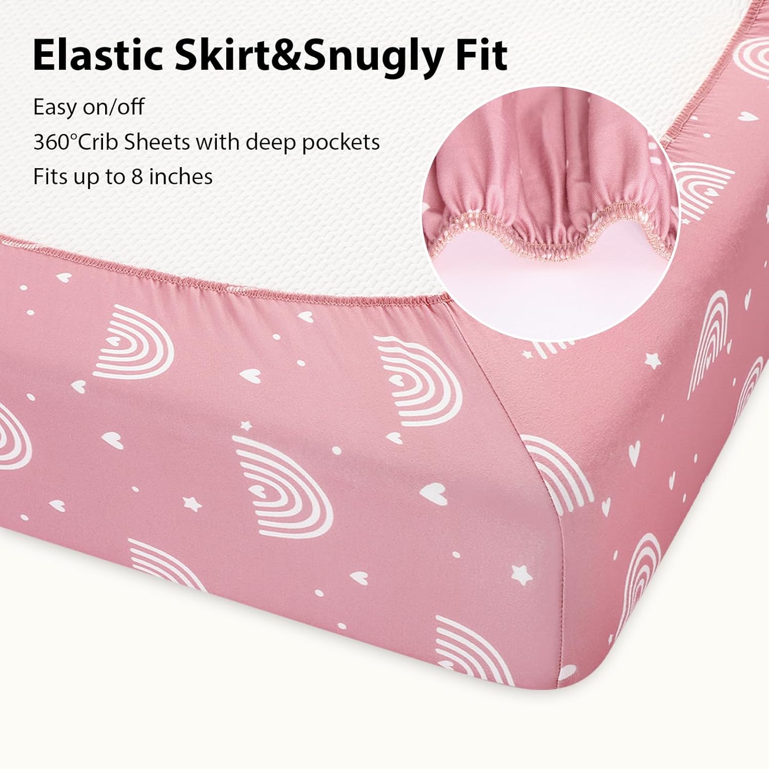 Baby Crib Sheets Girl, 3 Pack Toddler Bed Sheets Fitted for 52”x28” St