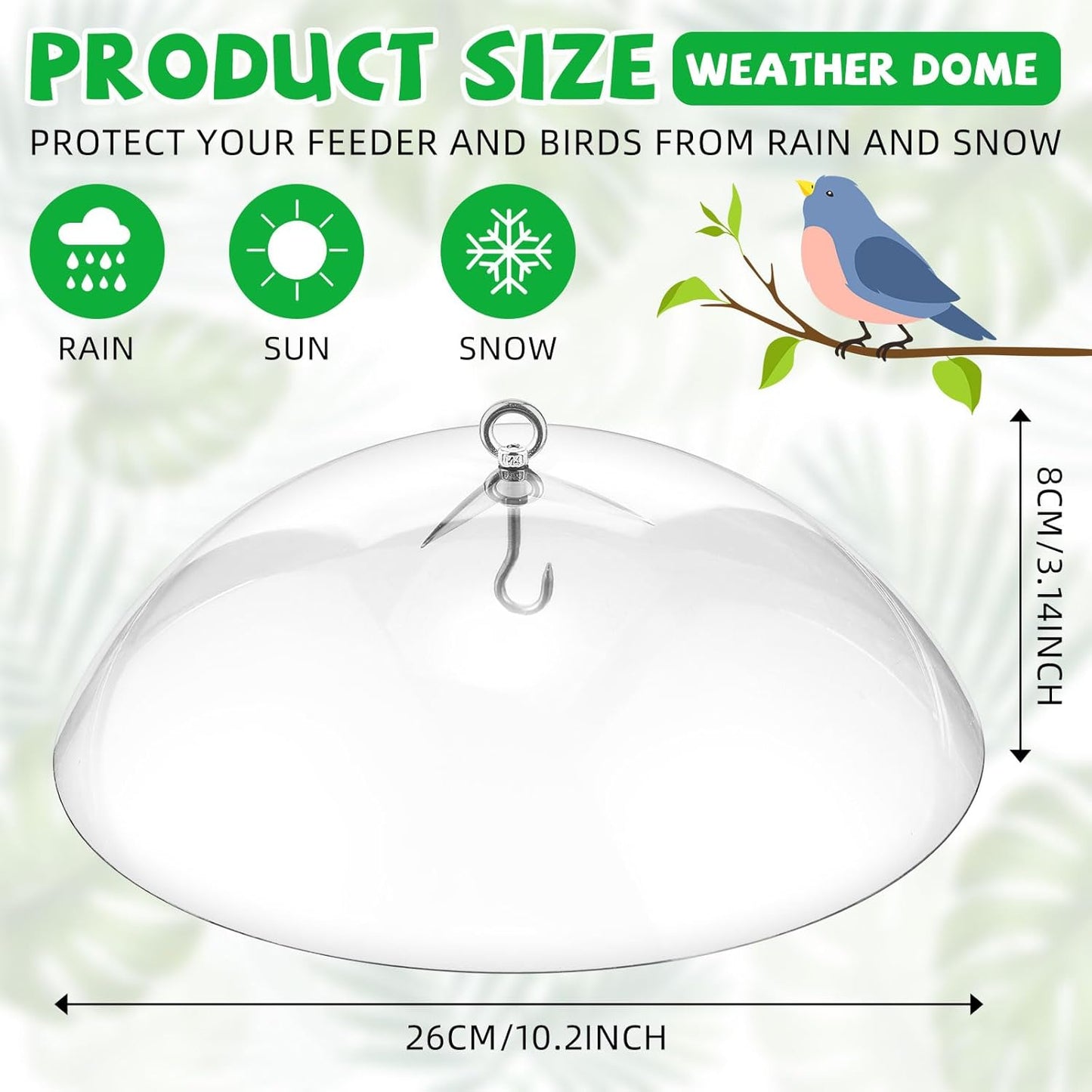 Domensi 4 Pcs 10.2 Inch Plastic Bird Feeders Dome Cover for Hanging Hummingbird Feeder Weather Guard Protective Dome Squirrel Baffle for Bird Feeder Pole Covers(Clear)