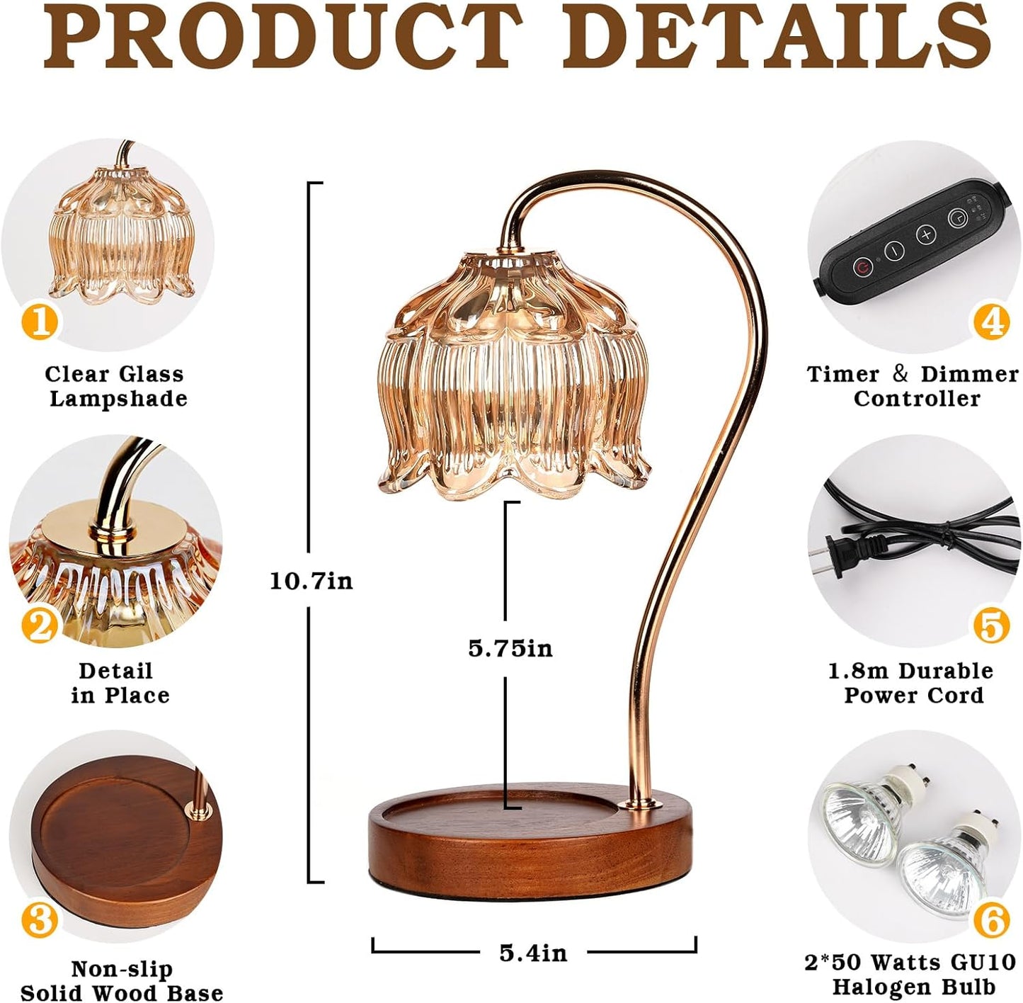 Flower Candle Warmer Lamp with Timer, Dimmable Candle Lamp Warmer, Mot