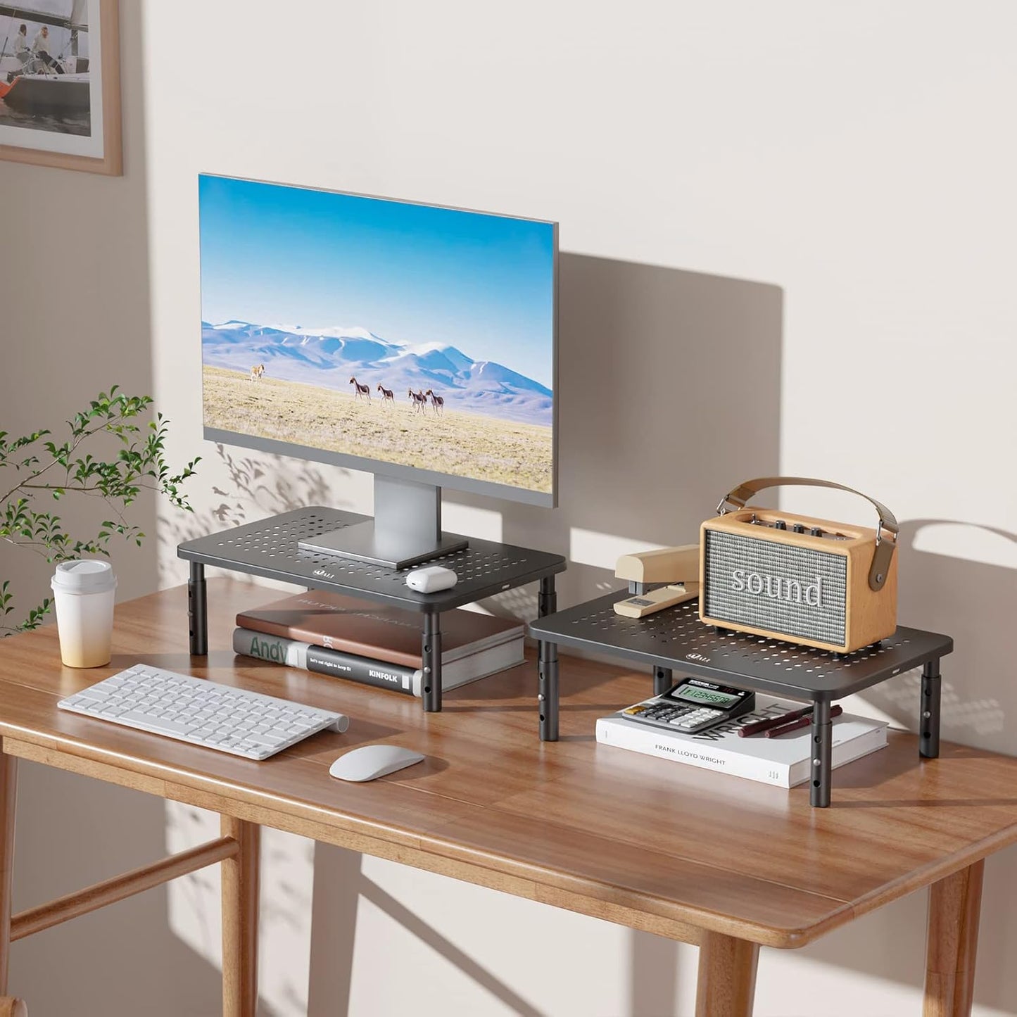 WALI Computer Monitor Stand for Desk, Adjustable Laptop Riser, Desk Mo