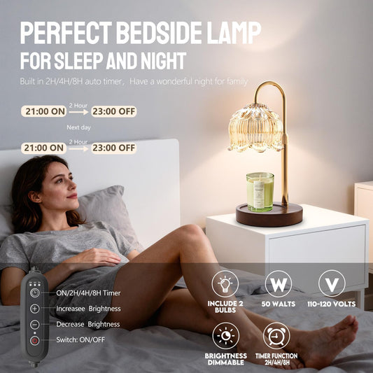 GEEZO Fragrance Candle Warmer Lamp，Electric Candle Warmer with Timer &
