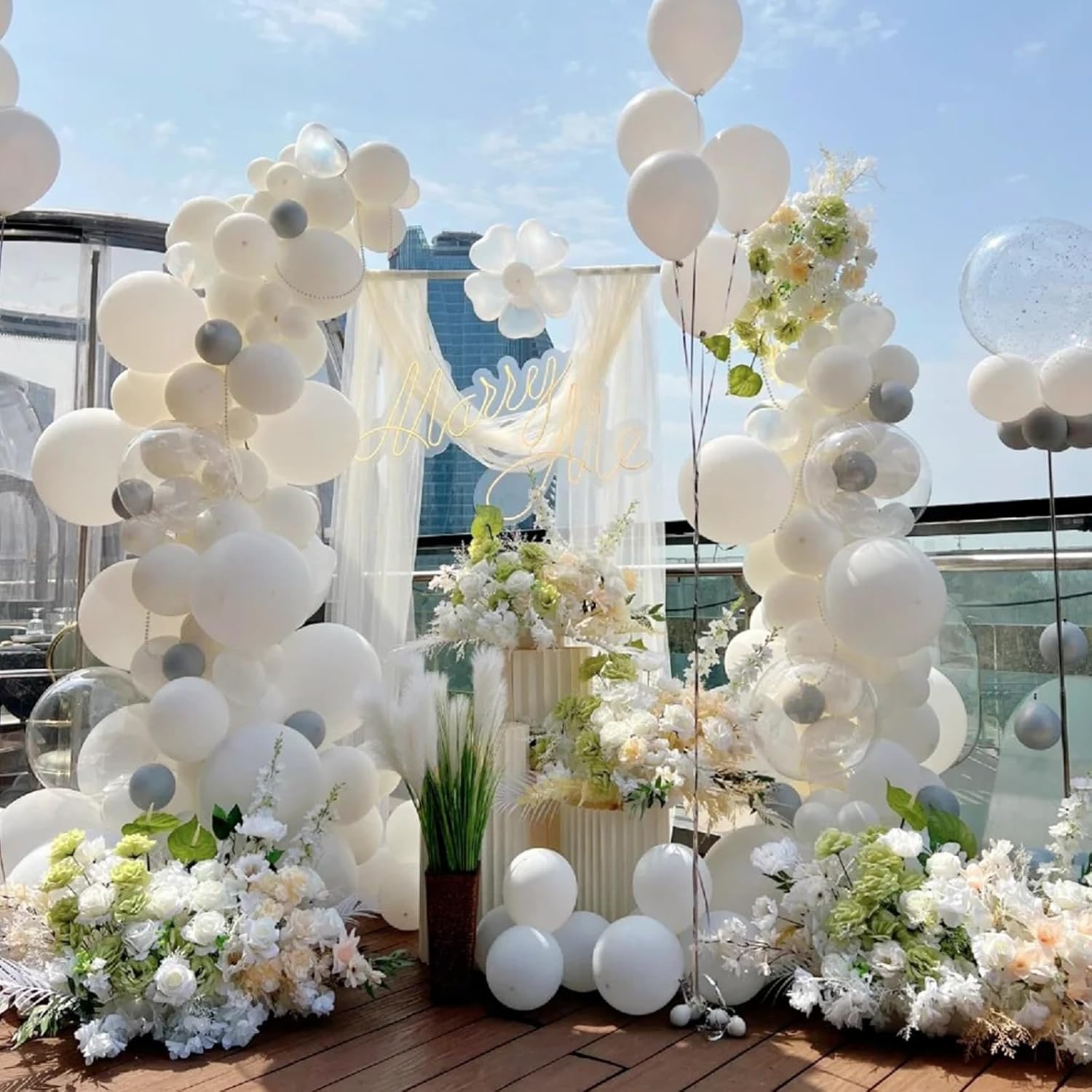White Balloons 12 inch, White Latex Balloons 50pcs Party Balloon for E