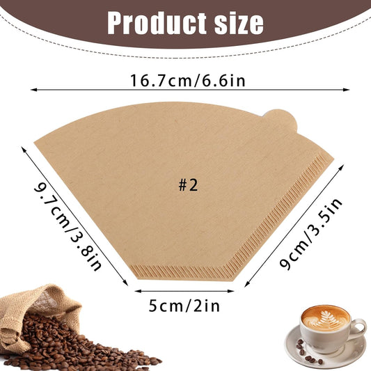200 Count Coffee Filter #2, 2 Coffee Filters Cone Unbleached Disposabl