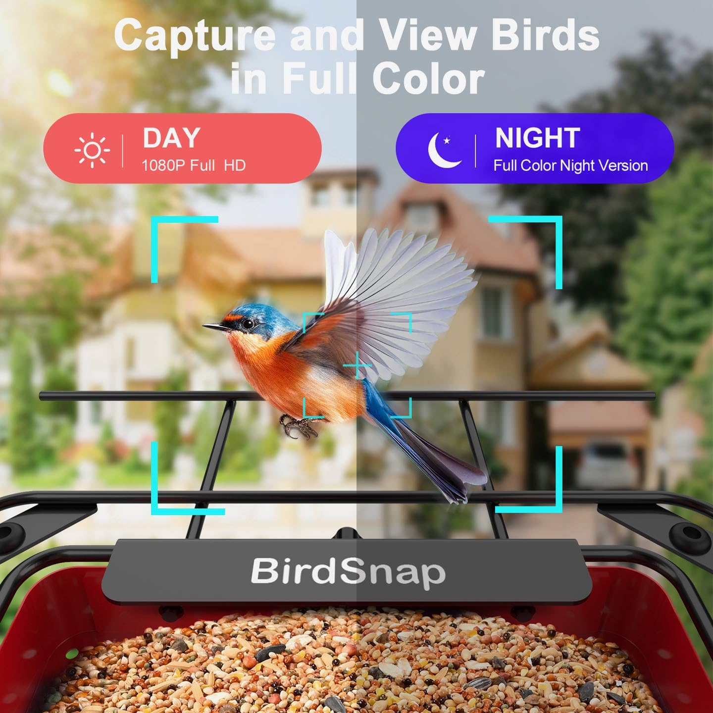 birdsnap® APS - Metal Bird Feeder with Camera Solar Panel 32GB Card, AI Identify 10000+ Birds Camera Feeder, 3 DIY Add-ons, 2K HD Live View Auto Record Bird Video, Ideal Gift for Birds Lover