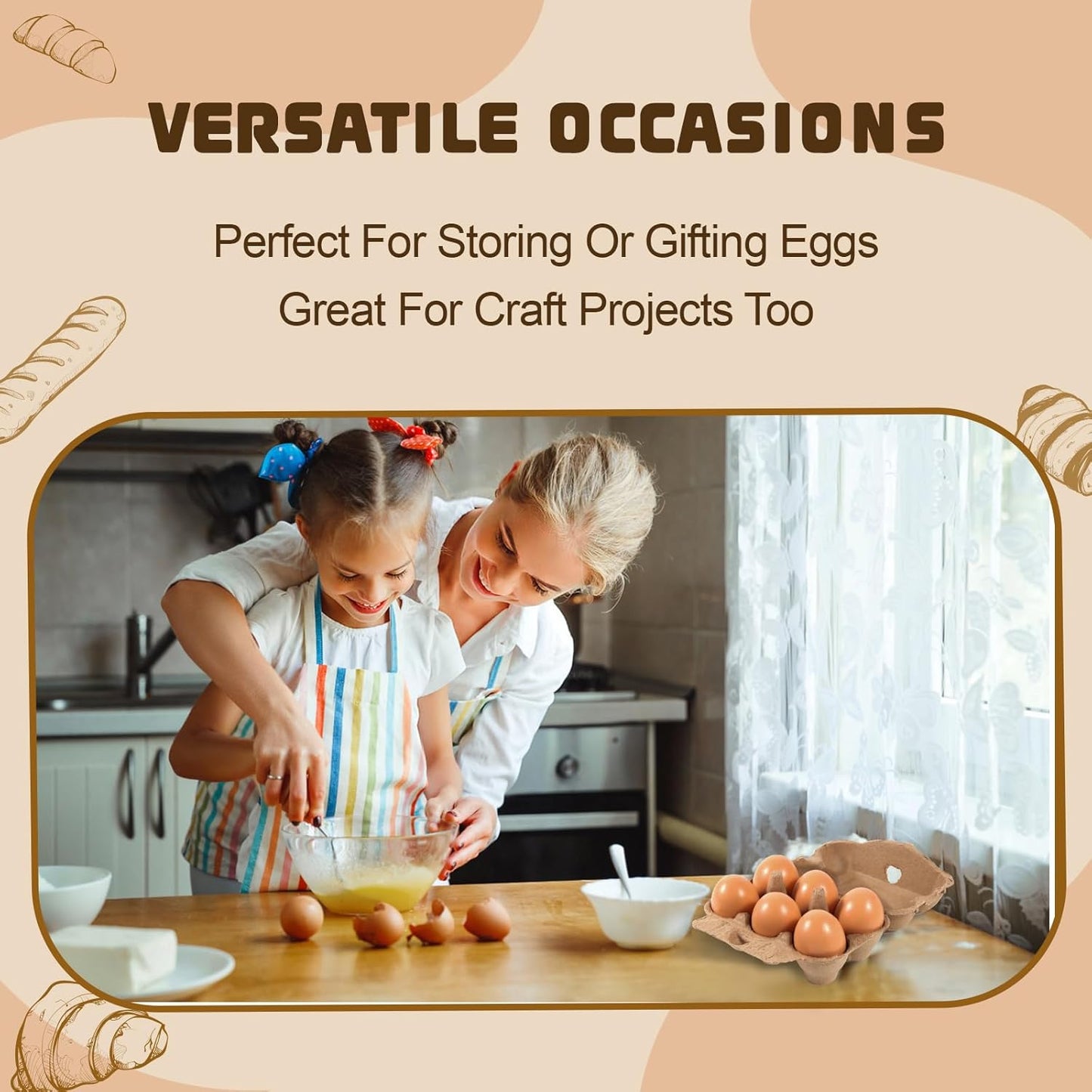 40 Pack Half Dozen Egg Cartons Bulk 6 Count, Empty Natural Paper Pulp 