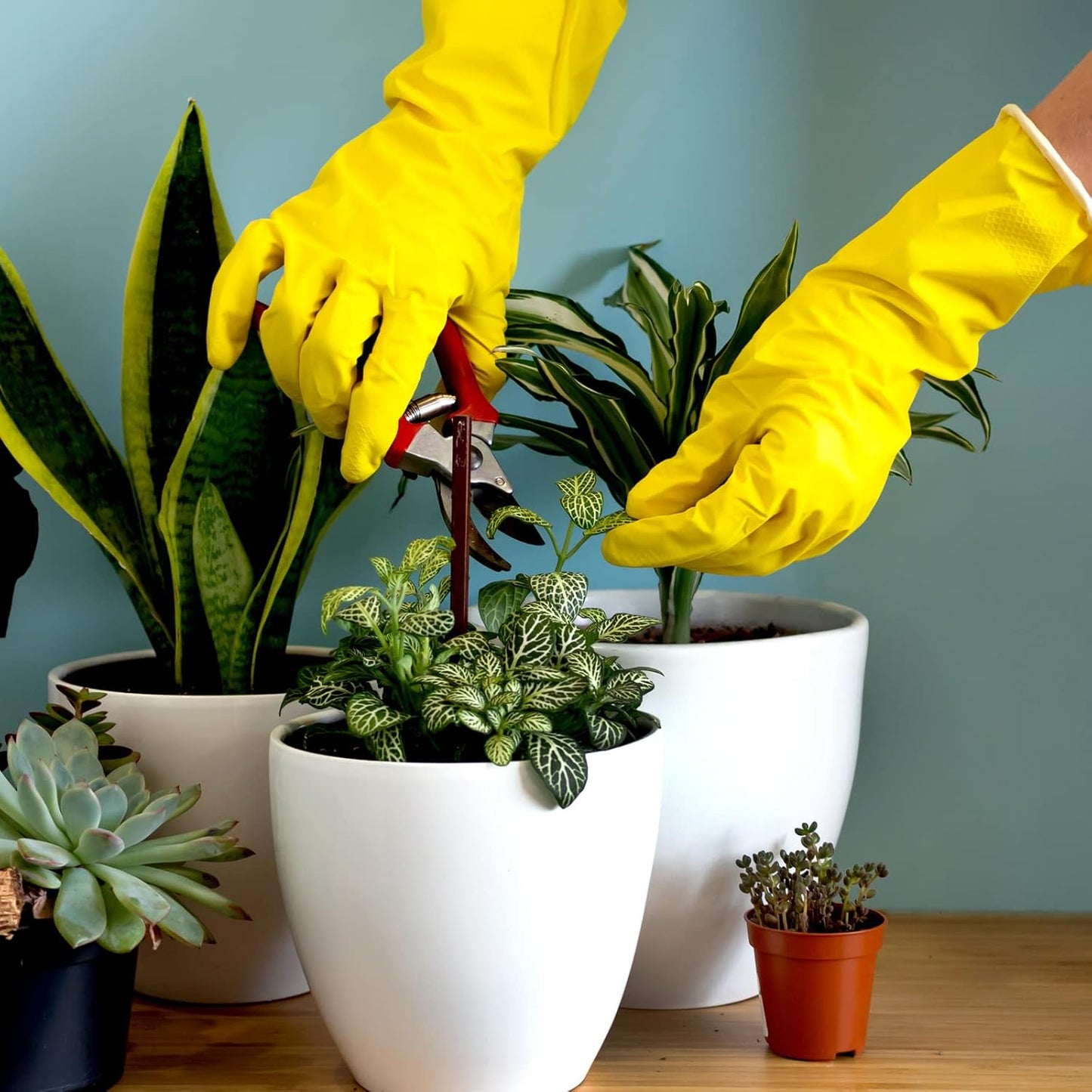 Rubber Kitchen Dishwashing Gloves - 4 Pairs Colorful Reusable Househol