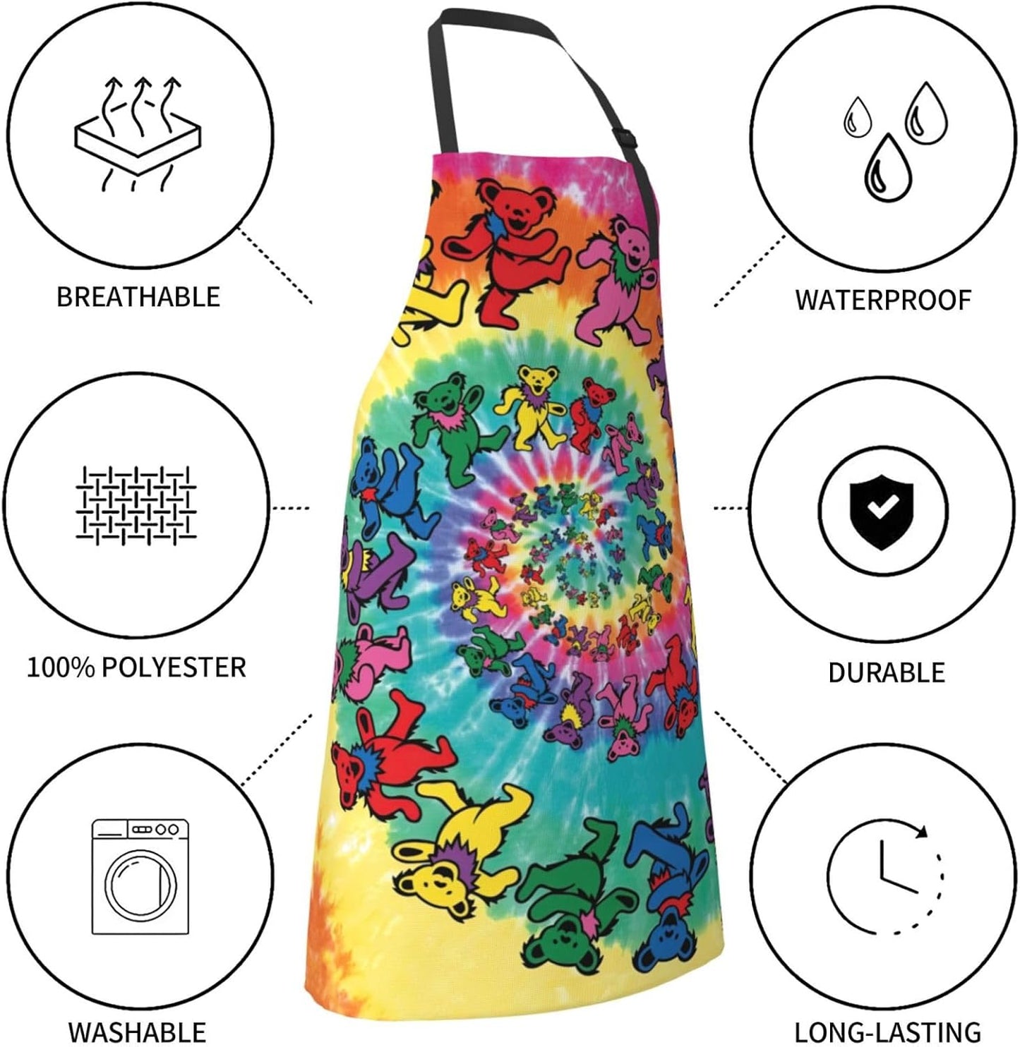 Dancing thanksgiving bear Print 28x33 In Adult Kitchen Apron with Pock