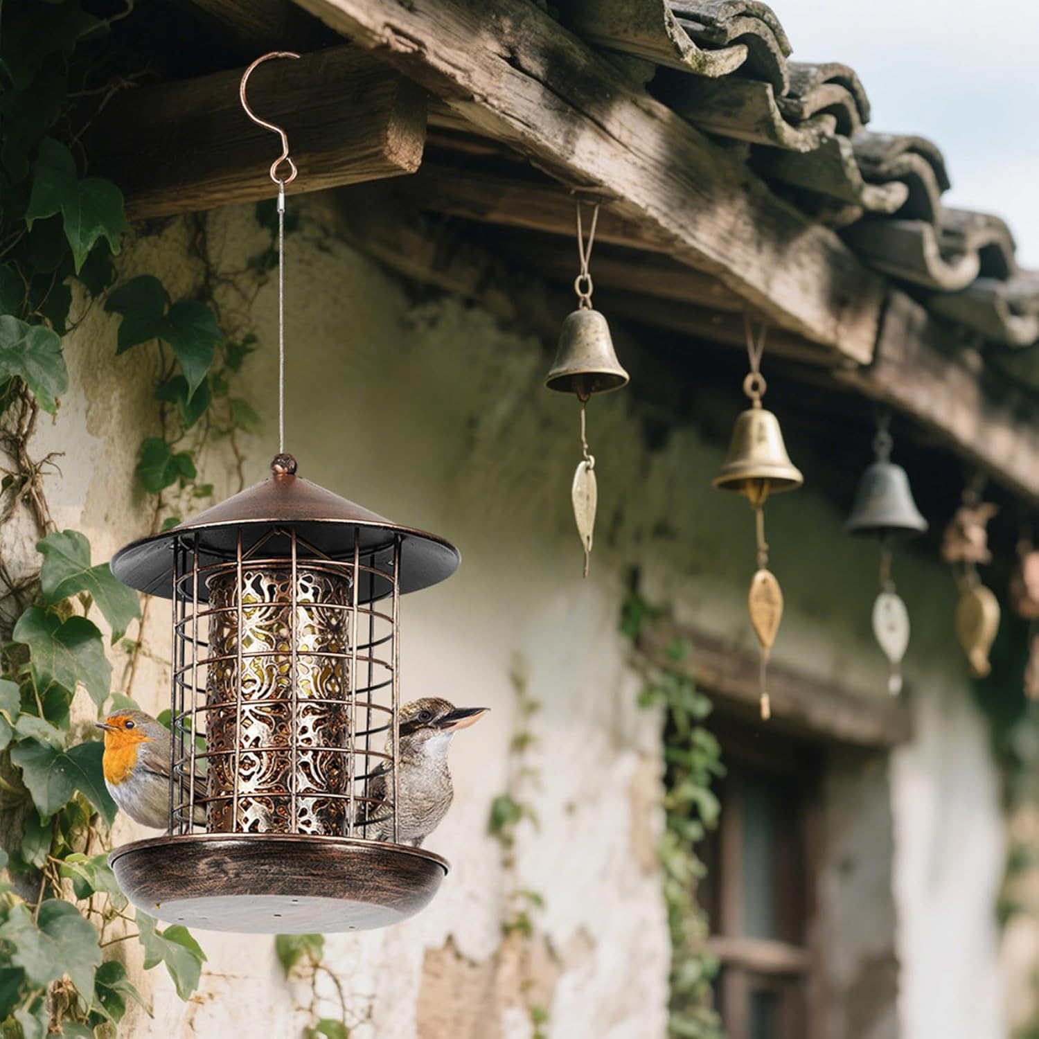 Winter Bird Feeders for Outside, Weatherproof Metal Squirrel-Proof Han
