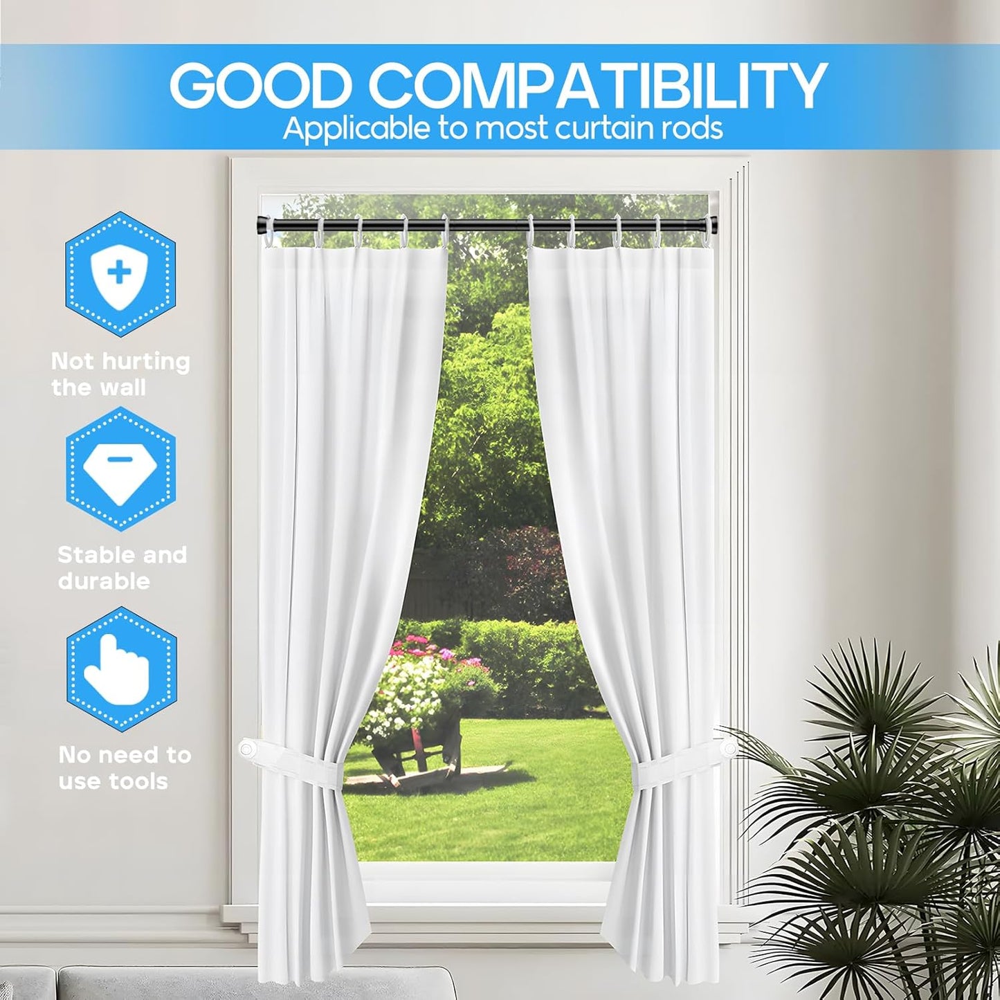 Tension Curtain Rod Black Tension Rod 28 To 48 Inch Spring Curtain Rods Non Slip Tension Rods 1pcs For Windows No Drilling Adjustable Tension Rods of Curtains Window Closet Kitchen Wardrobe