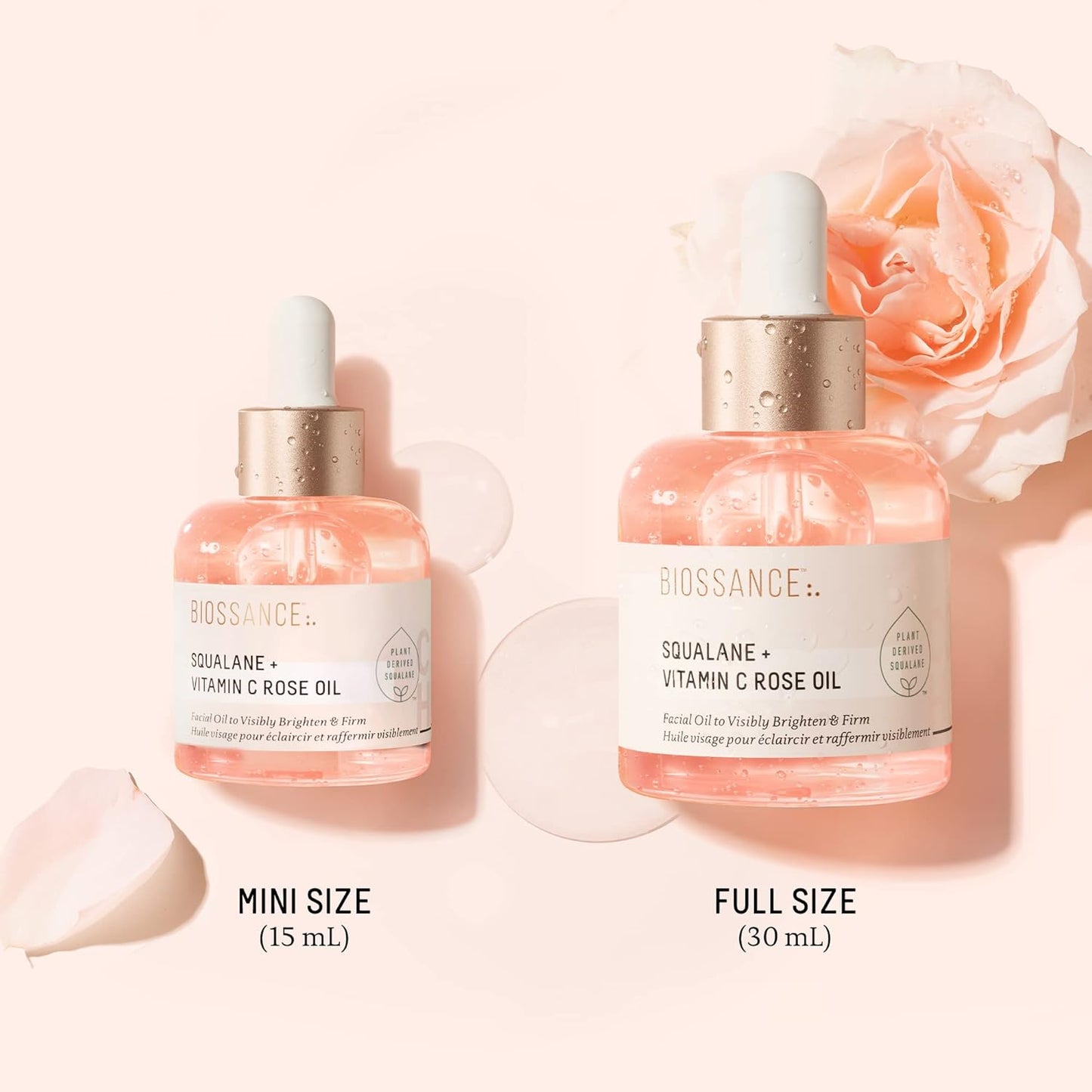BIOSSANCE Squalane + Vitamin C Rose Advanced Facial Oil - Brightening,