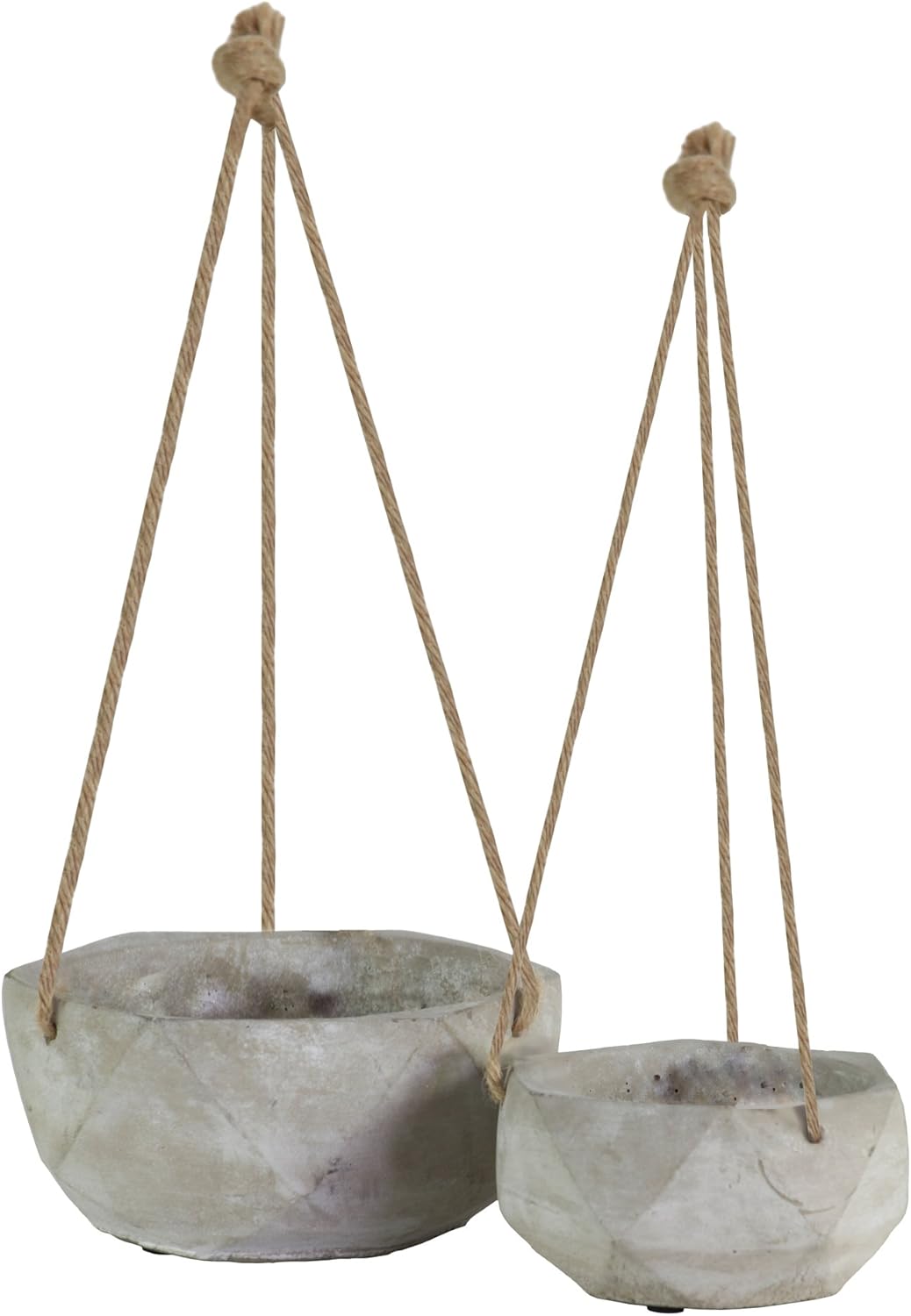 Urban Trends 35733 Cement Short Hexagonal Pot, Gray, 2 Piece