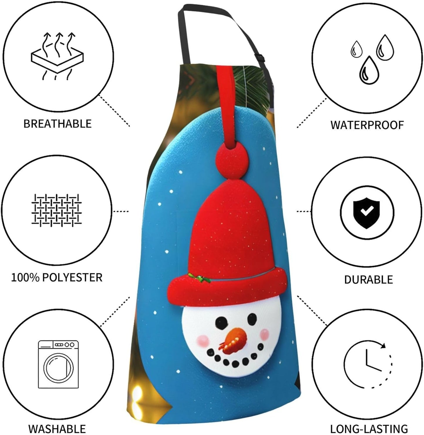 Christmas Carton Snowman Print Laundry apron 28x33 In Waterproof Kitchen Apron with Pockets for Cooking Baking