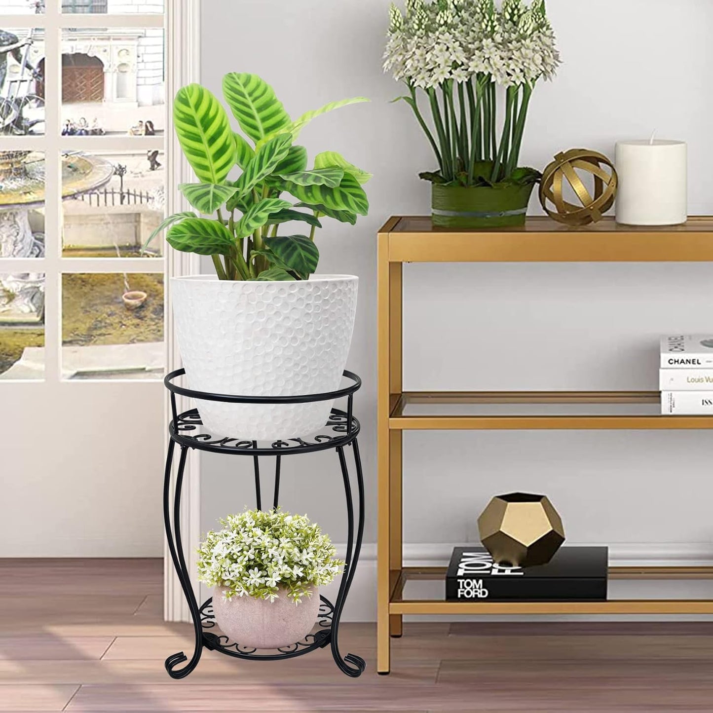CASIMR 2-Pack Plant Stand, 2 Tier 19.2 inch Tall Metal Potted Holder R