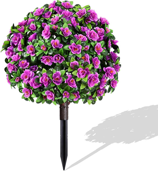 Waipfaru 1 Pack Artificial Flowers Topiary Ball Trees for Outdoors, 24