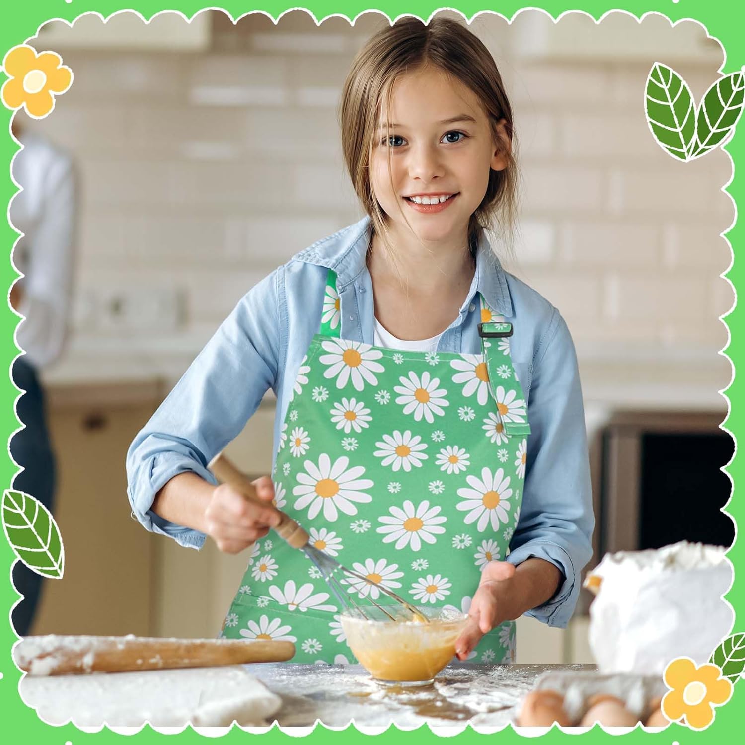 2 Pack Kids Apron, Cute Cooking Aprons, Waterproof Art Apron with Pock