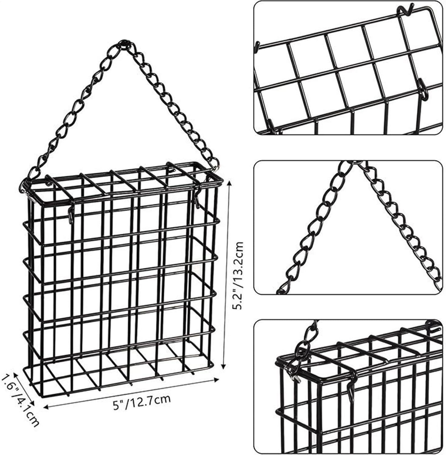 Bird Feeder - Wire Mesh Suet Cage, Hangable Feeding Dispenser with Des