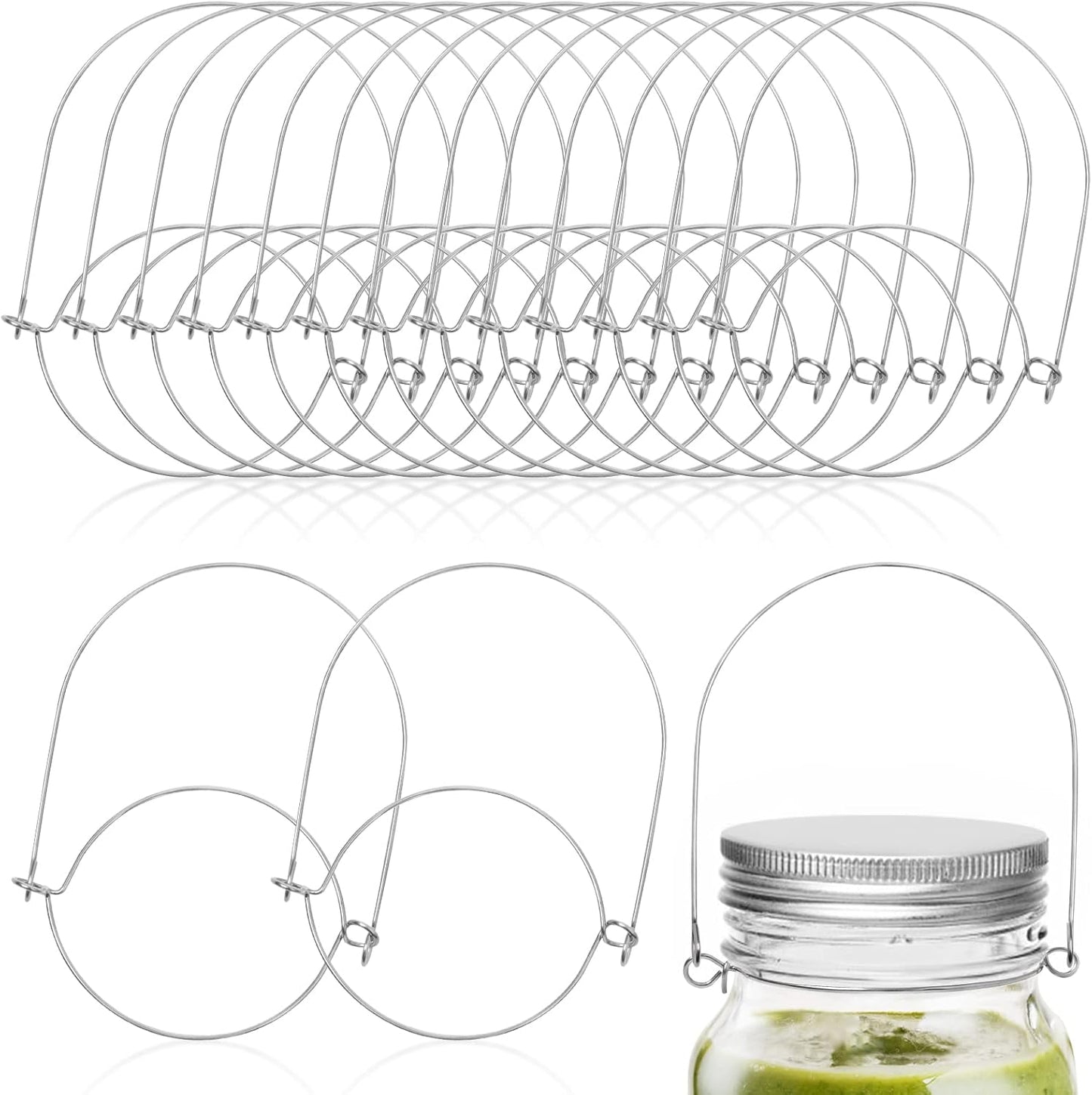 Anjmd Stainless Steel Wire Hangers for Mason Jars, 16 Pack - Tool Free