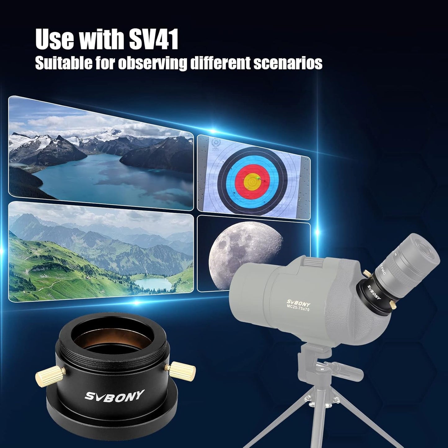 SVBONY SA404 M48 to M42 Adapter, 1.25 Inches Telescope Adapter for SV41 Spotting Scope, Eyepiece Adapter for Eyepiece Photography