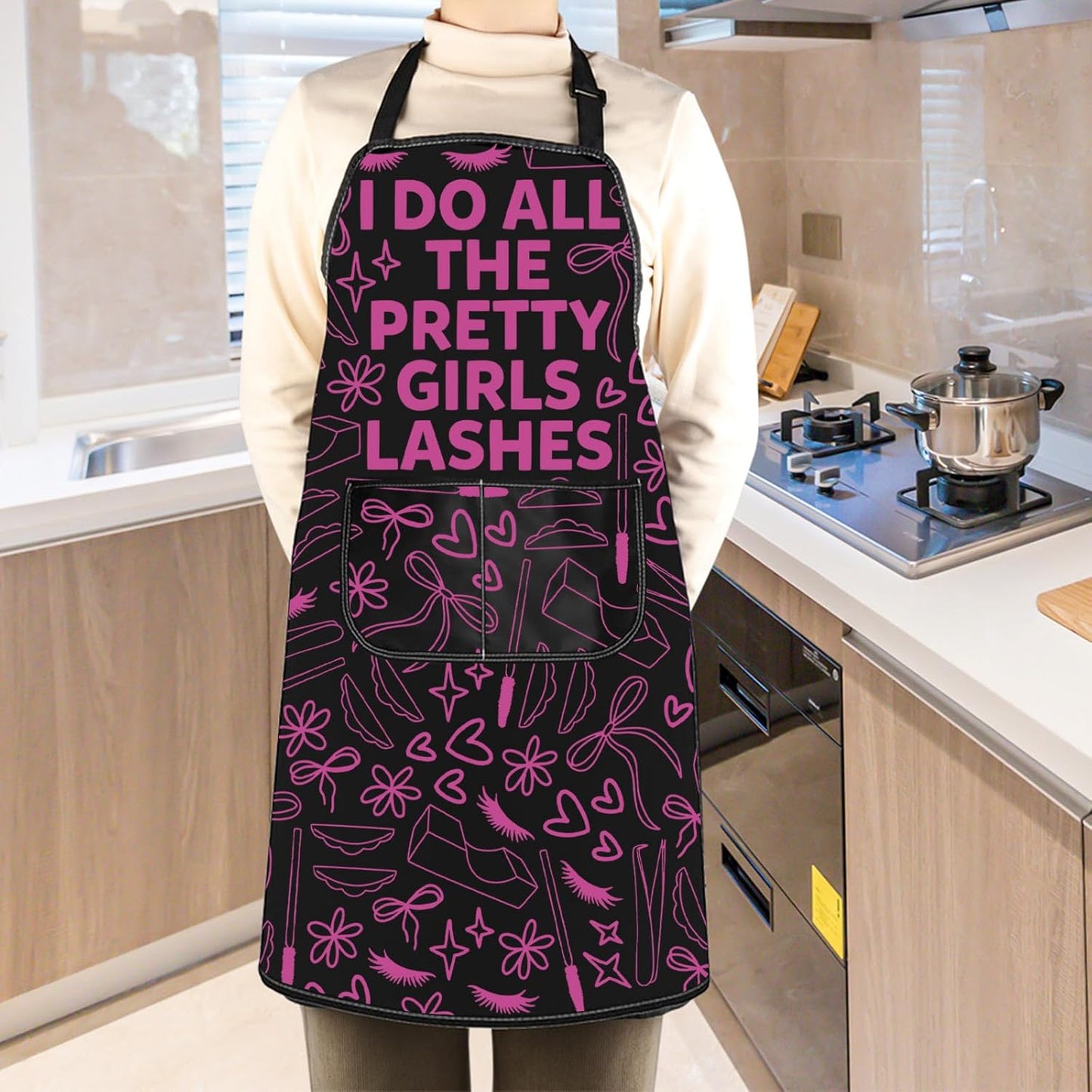 WCGXKO I Do All the Pretty Girls Lashes Kitchen Apron Lash Tech Gift Eyelashes Artist Gift Beauty Lashes Gift