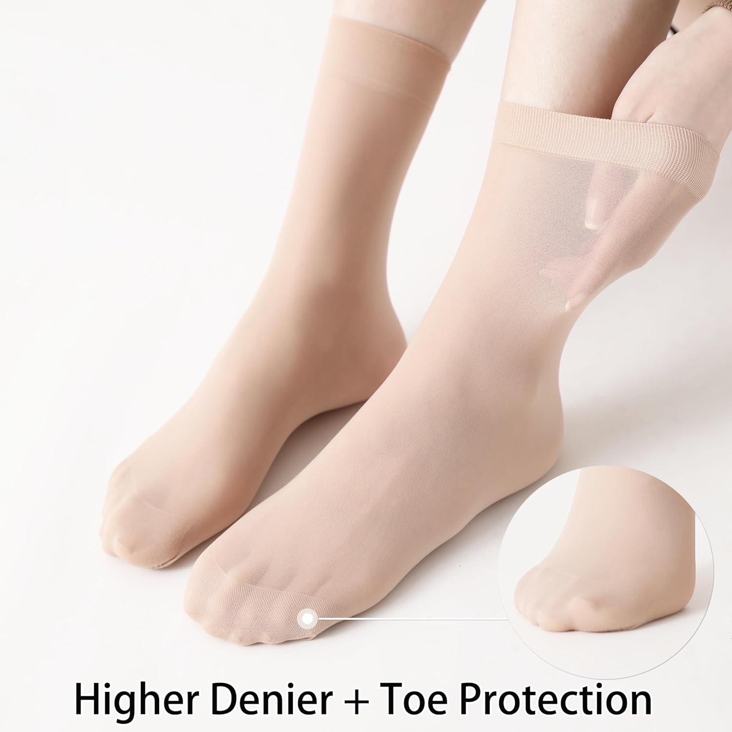 Women's 10-24 Pairs (in Gift Box) Ankle High Sheer Nylon Socks Soft Ti