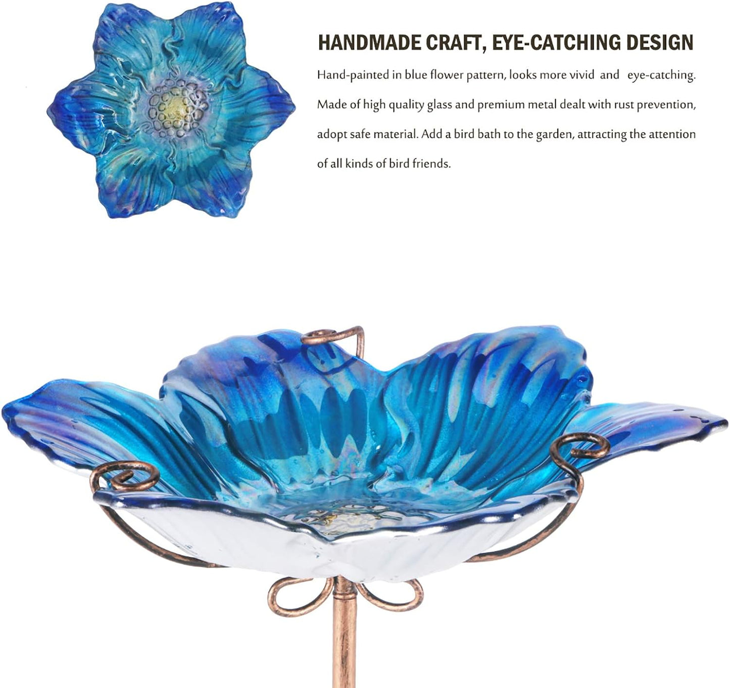 MUMTOP Bird Baths for Outdoors Glass Bird Bath Bowl Outdoor Bird Feede