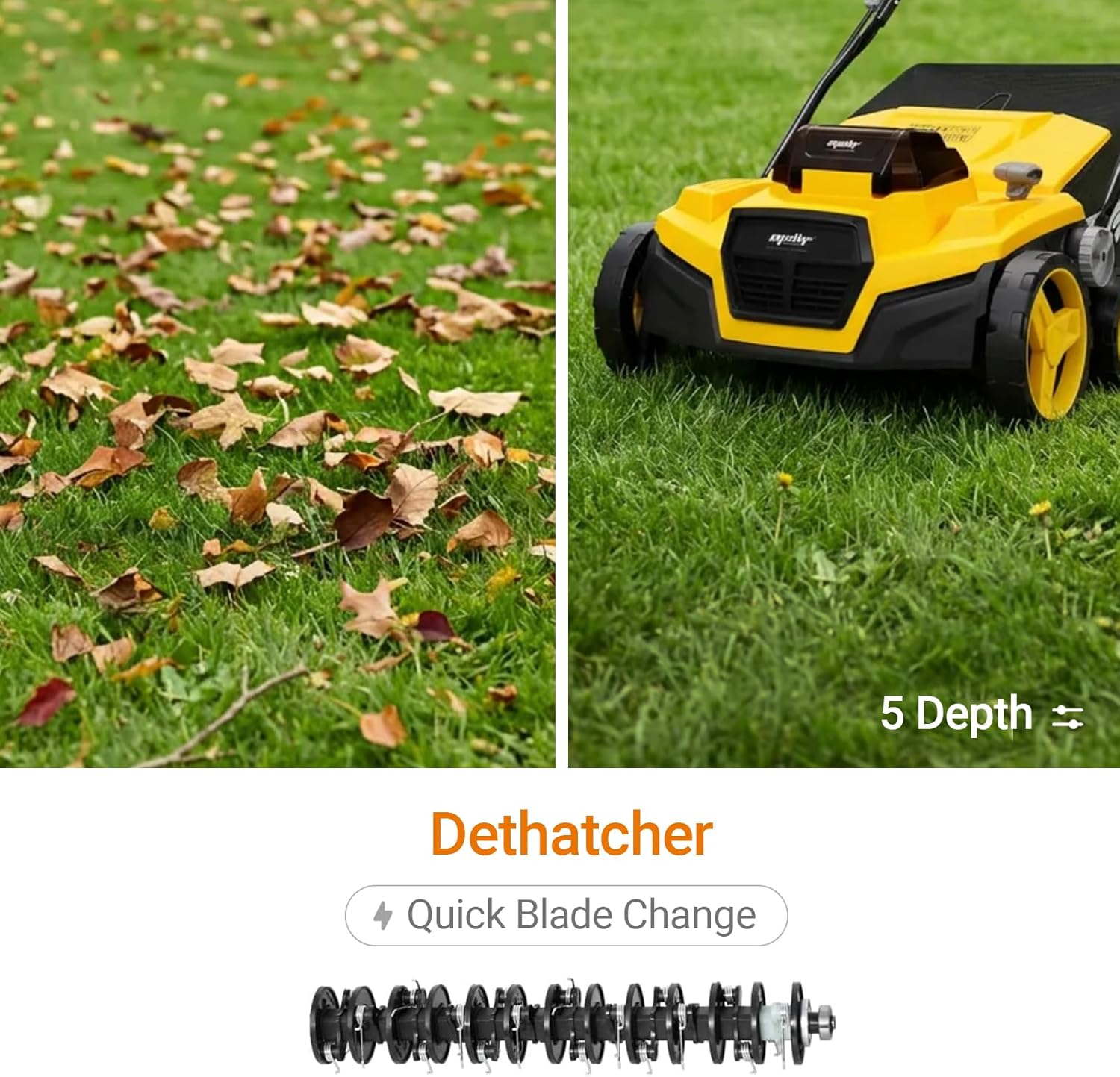 40V Cordless Brushless 15IN Scarifier & Dethatcher Compatible with Dew