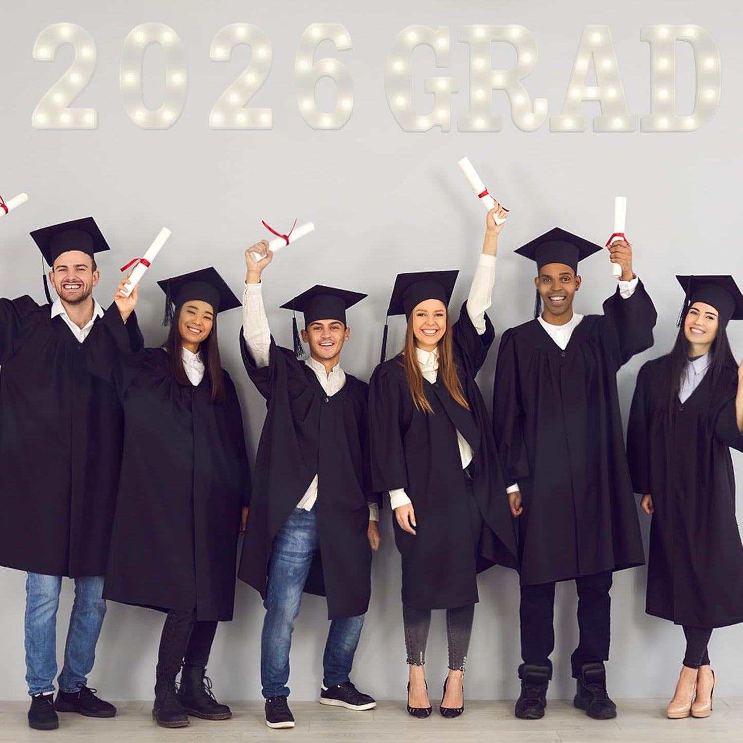 Graduation Decorations 2026-8 LED Long Marquee Light Up Letters 'Grad 